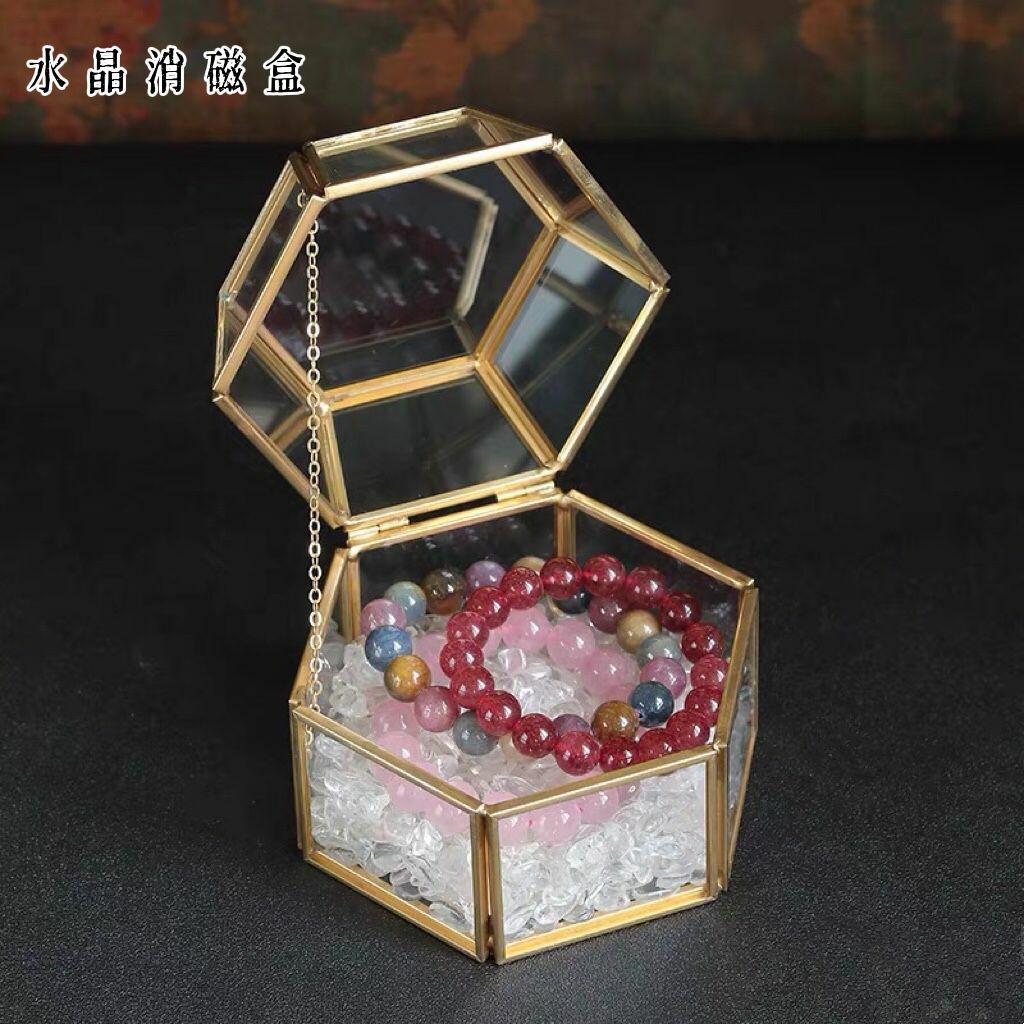 八角幾何玻璃水晶消磁盒/飾物盒
